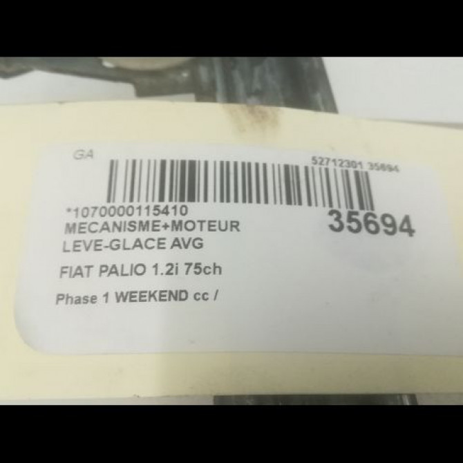 Mecanisme+moteur leve-glace avg occasion FIAT PALIO Phase 1 WEEKEND 03-1998->12-2002 1.2i 75ch 4
