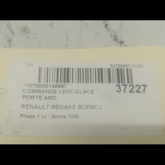 Commande leve-glace porte arrière droite occasion RENAULT MEGANE SCENIC I Phase 1 09-1996->08-1999 1.6 7700838101 3