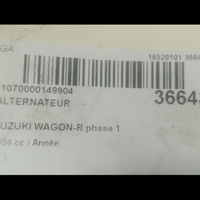 Alternateur occasion SUZUKI WAGON-R phase 1 04-2000->12-2007 3140085E00000 4