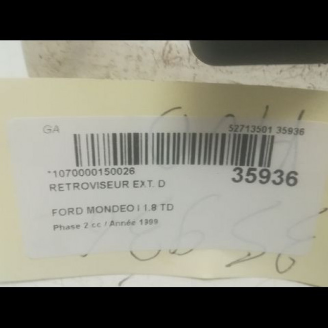Retroviseur exterieur manuel droit occasion FORD MONDEO I Phase 2 10-1996->09-2000 1.8 TD 1028504 3