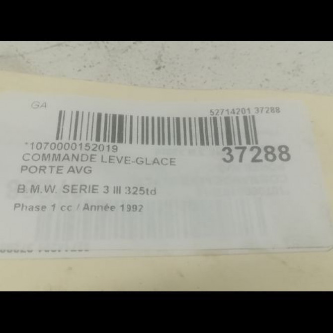 Commande lève-glace porte avant gauche occasion B.M.W. SERIE 3 III Phase 1 01-1991->04-1998 325td 3