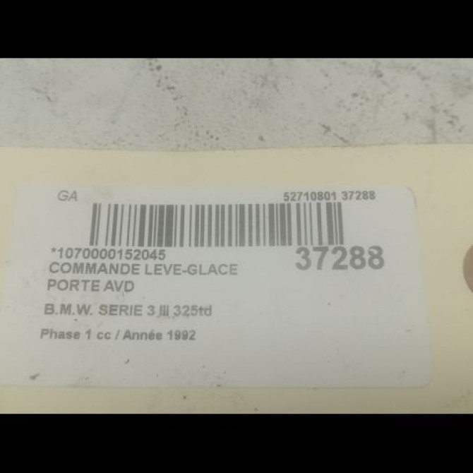 Commande lève-glace porte avant droite occasion B.M.W. SERIE 3 III Phase 1 01-1991->04-1998 325td 3