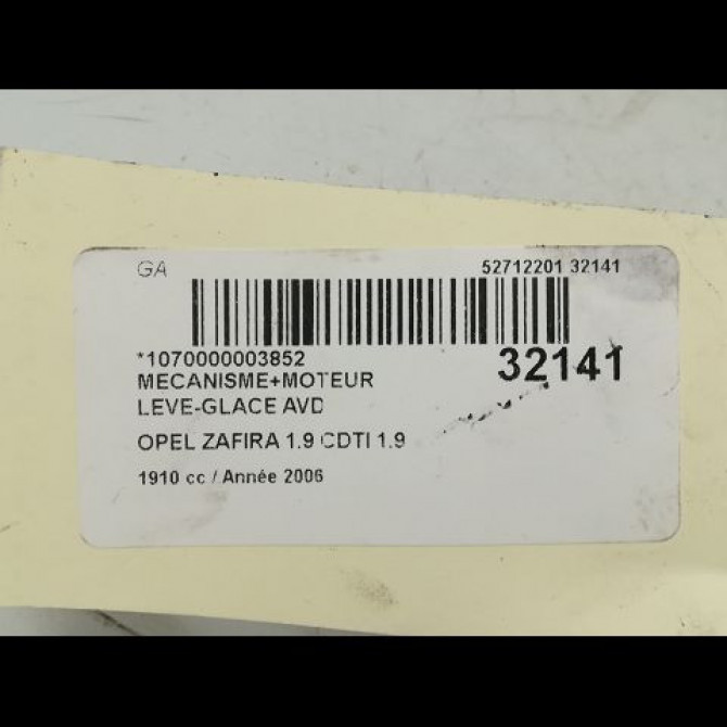Mecanisme + moteur lève-glace avant droit occasion OPEL ZAFIRA II Phase 1 07-2005->12-2007 1.9 CDTI 120ch 93184843 6