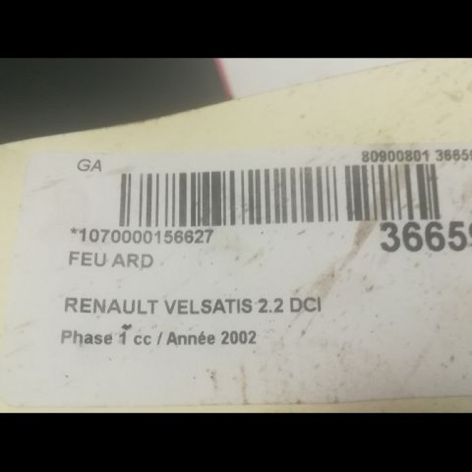 Feu arrière droit occasion RENAULT VELSATIS Phase 1 01-2002->04-2005 2.2 DCI 150ch 8200014360 3