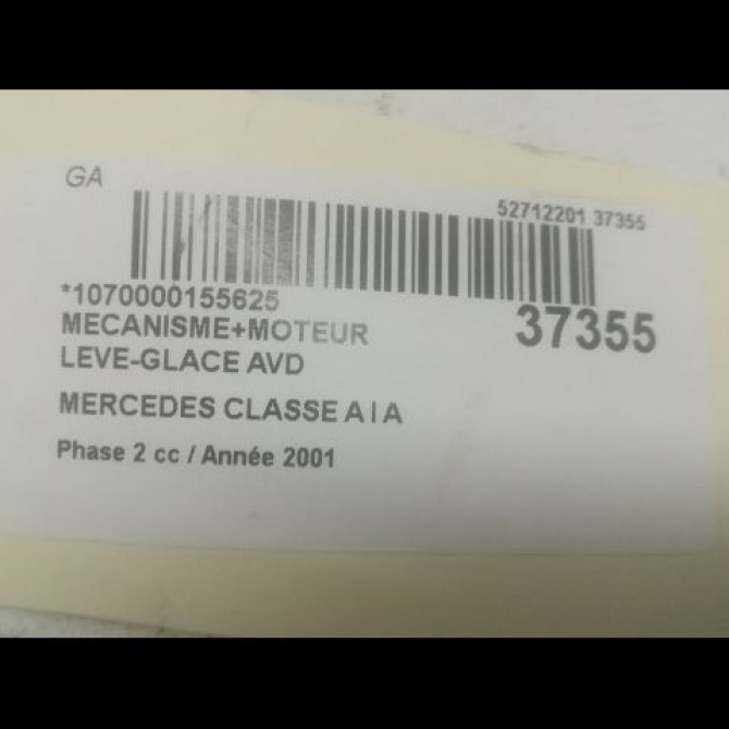 Mecanisme + moteur lève-glace avant droit occasion MERCEDES CLASSE A I Phase 2 03-2001->09-2004 A 170 CDI 1687201246 3