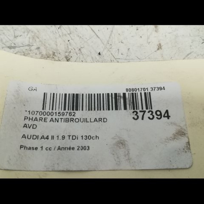Phare antibrouillard avant droit occasion AUDI A4 II Phase 1 01-2001->11-2004 1.9 TDi 130ch 8E0941700B 3
