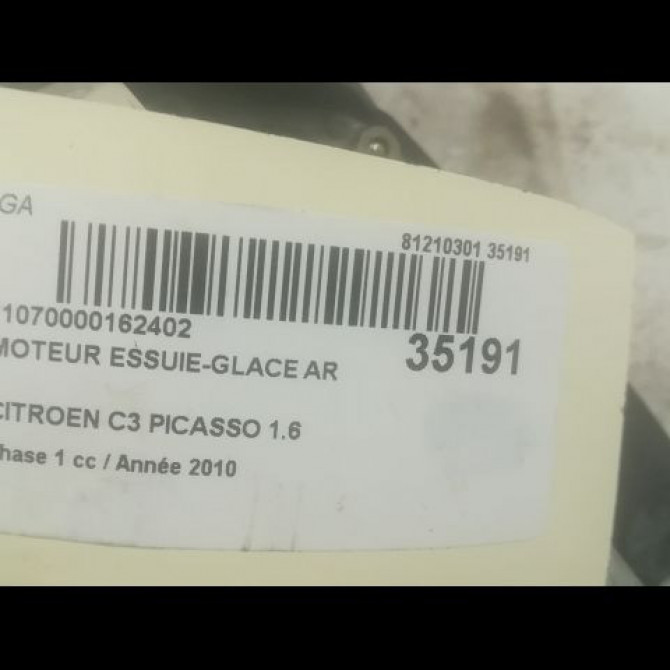 Moteur essuie-glace arrière occasion CITROEN C3 PICASSO Phase 1 02-2009->08-2012 1.6 HDi 90ch 6405NW 3