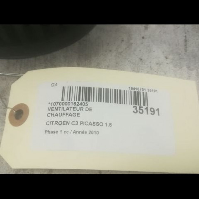 Ventilateur de chauffage occasion CITROEN C3 PICASSO Phase 1 02-2009->08-2012 1.6 HDi 90ch 6441Z7 2