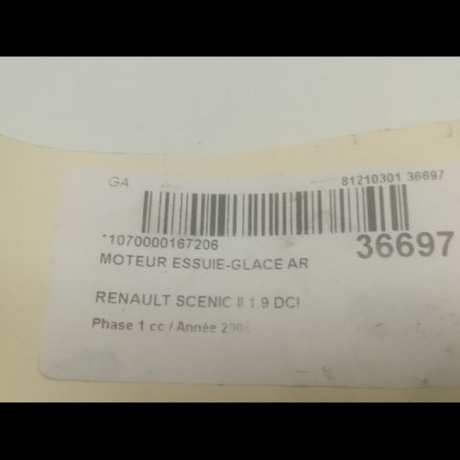 Moteur essuie-glace arrière occasion RENAULT SCENIC II Phase 1 03-2004->09-2006 1.9 DCI 120ch 8200153459 3