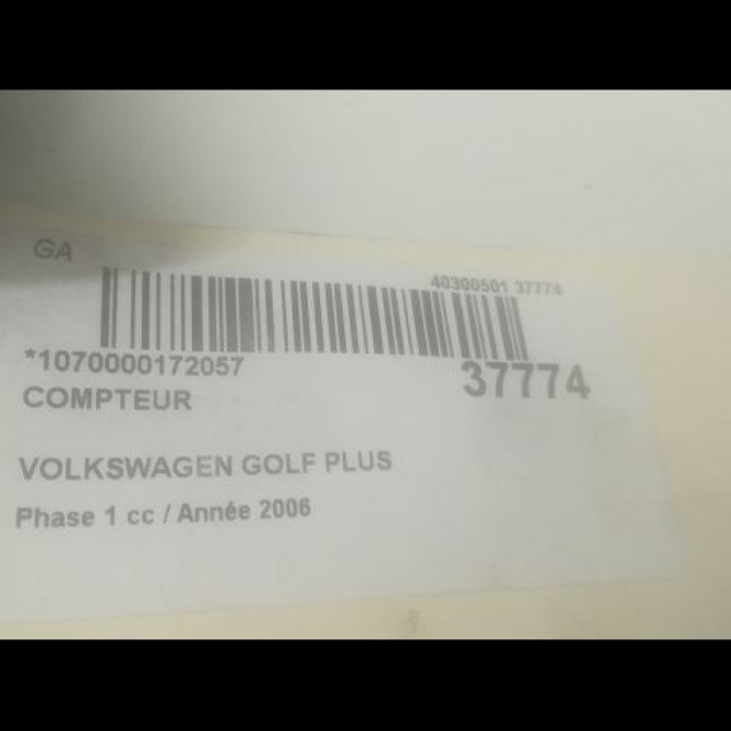 Compteur occasion VOLKSWAGEN GOLF V Phase 1 11-2003->10-2008 1.9 TDI 105ch 3