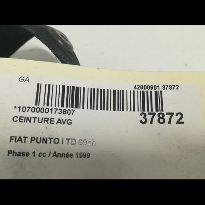 Ceinture avant gauche occasion FIAT PUNTO I Phase 1 11-1993->10-1999 TD 60ch 183438780 4