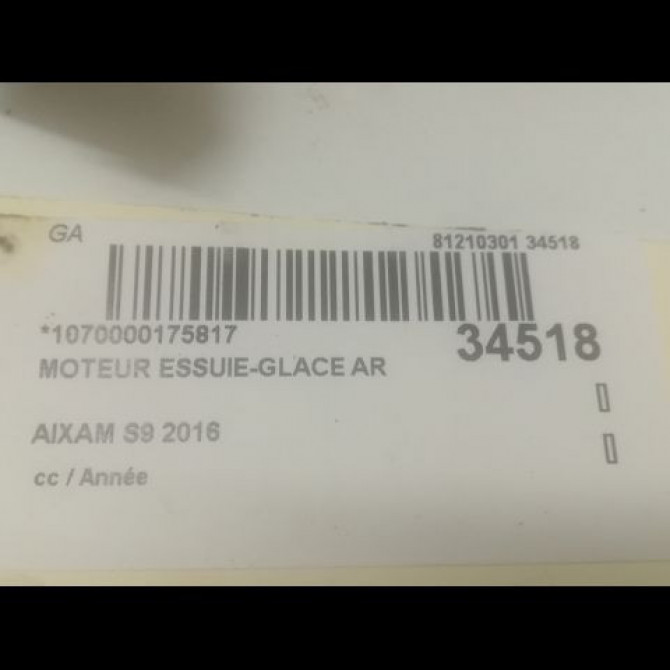 Moteur essuie-glace arrière occasion AIXAM S9 3