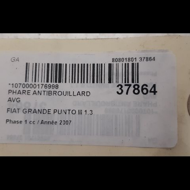 Phare antibrouillard avant gauche occasion FIAT GRANDE PUNTO III Phase 1 09-2005->12-2013 1.3 DT MULTIJET 16v 90ch 3