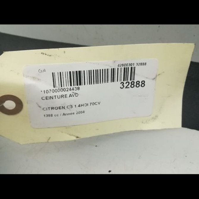 Ceinture avant droite occasion CITROEN C3 I Phase 1 04-2002->10-2005 1.4 HDi 8973SL 5