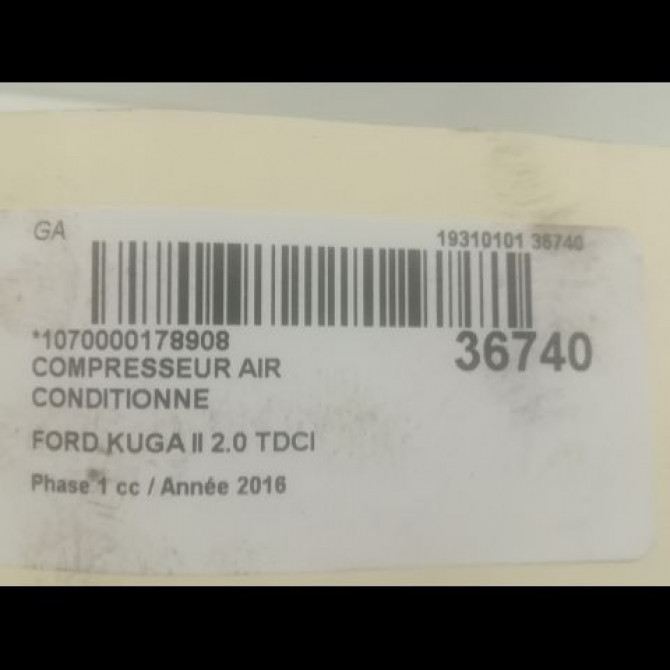 Compresseur air conditionne occasion FORD KUGA II Phase 1 09-2012->... 2.0 TDCI 150ch 2032811 3