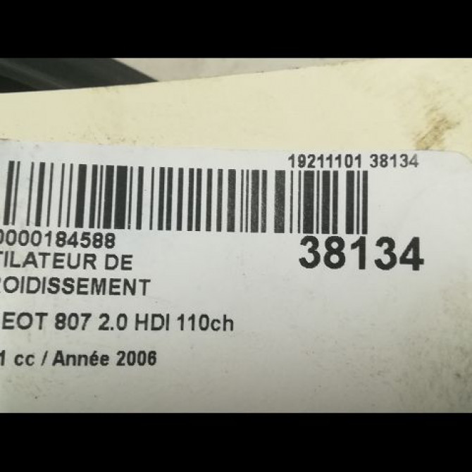 Ventilateur de refroidissement occasion PEUGEOT 807 Phase 1 06-2002->12-2014 2.0 HDI 110ch 2