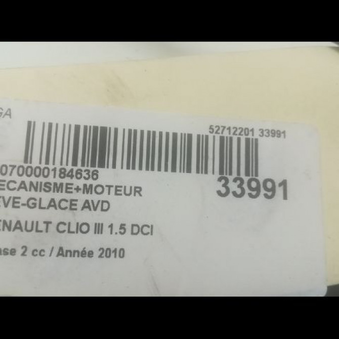 Mecanisme + moteur lève-glace avant droit occasion RENAULT CLIO III Phase 2 03-2009->12-2014 1.5 DCI 85ch 8200291147 3