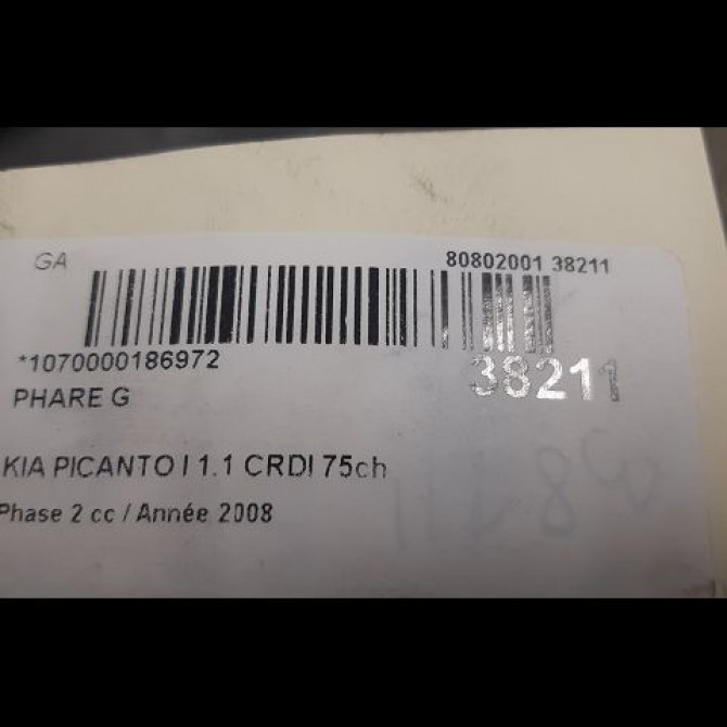 Phare gauche occasion KIA PICANTO I Phase 2 01-2008->03-2011 1.1 CRDI 75ch 9210107610 3