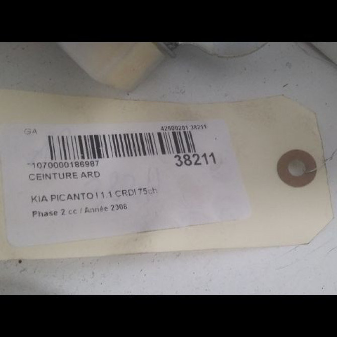 Ceinture arrière droite occasion KIA PICANTO I Phase 2 01-2008->03-2011 1.1 CRDI 75ch 8982007000EQ 3