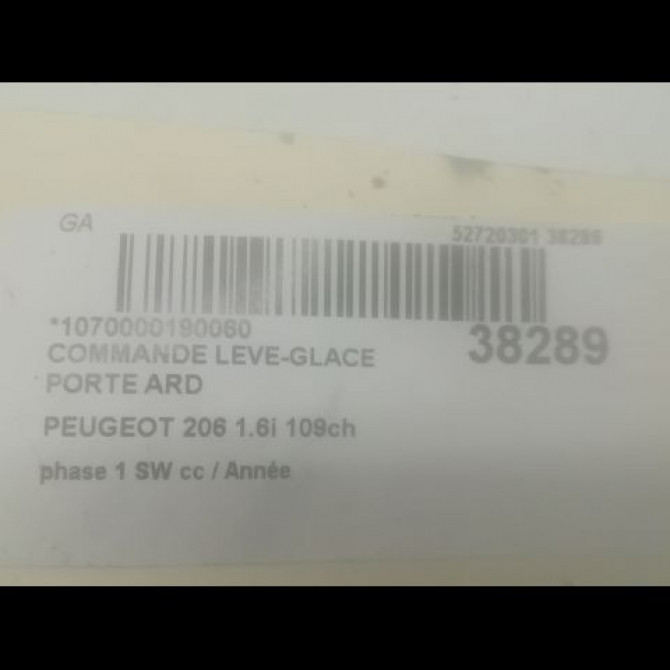 Commande leve-glace porte arrière droite occasion PEUGEOT 206 206 phase 1 SW 2002-06-01->2006-12-31 1.6i 109ch 3