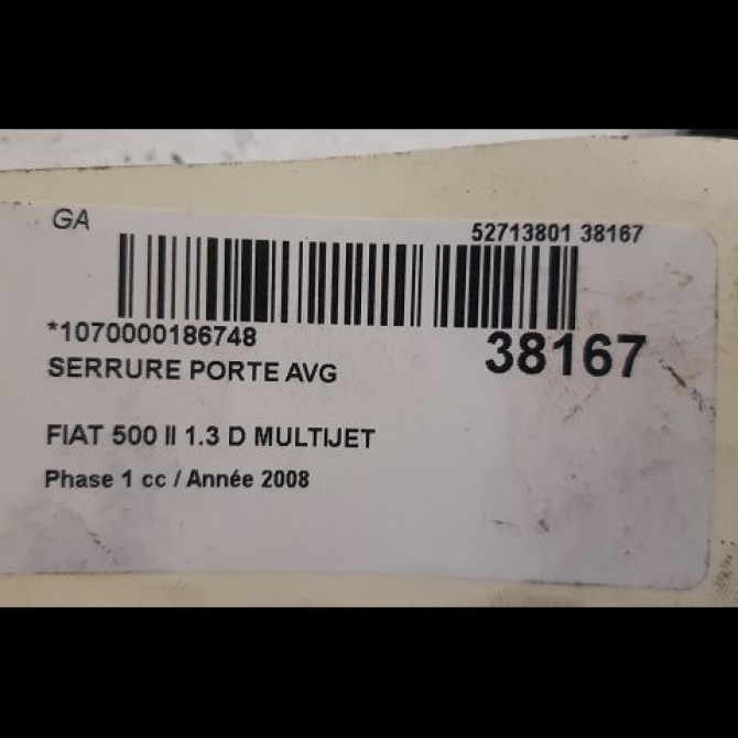 Serrure porte avg occasion FIAT 500 II 500 II Phase 1 2007-07-01->2016-03-31 1.3 D MULTIJET 16v 75ch 51935118 4