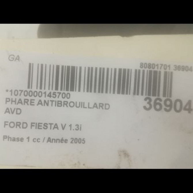 Phare antibrouillard avant droit occasion FORD FIESTA V Phase 1 09-2002->10-2005 1.3i 1151754 3