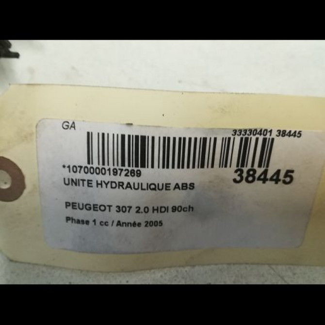Unité hydraulique ABS occasion PEUGEOT 307 Phase 1 04-2001->06-2005 2.0 HDI 90ch 4541T3 4