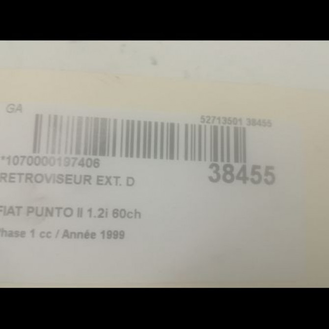 Retroviseur exterieur manuel droit occasion FIAT PUNTO II Phase 1 10-1999->05-2003 1.2i 60ch 735310073 3