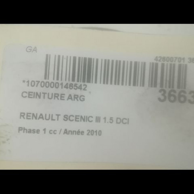 Ceinture arrière gauche occasion RENAULT SCENIC III Phase 1 04-2009->11-2011 1.5 DCI 105ch 888410017R 4