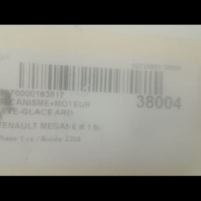 Mecanisme+moteur leve-glace ard occasion RENAULT MEGANE III Phase 1 11-2008->01-2012 1.6i 16v 110ch 827200003R 3