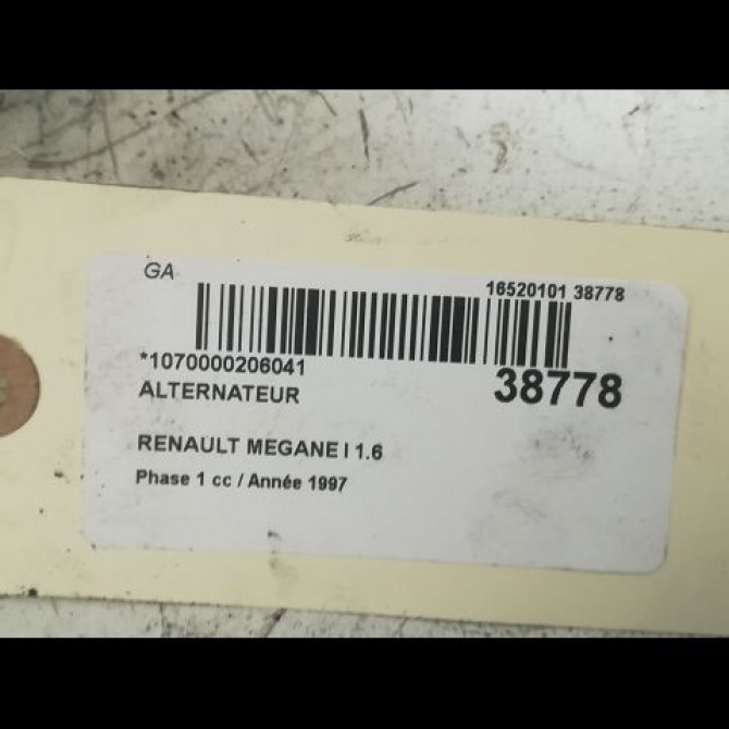 Alternateur occasion RENAULT MEGANE I Phase 1 11-1995->03-1999 1.6 7700436628 3