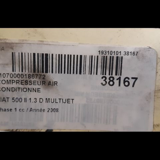 Compresseur air conditionne occasion FIAT 500 II 500 II Phase 1 2007-07-01->2016-03-31 1.3 D MULTIJET 16v 75ch 52060460 4