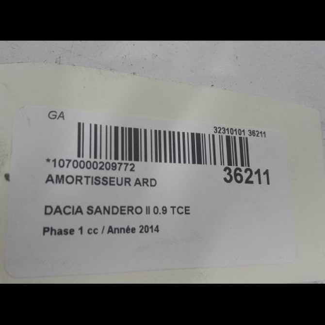 Amortisseur arrière droit occasion DACIA SANDERO II Phase 1 10-2012->... 0.9 TCE 90ch 562101478R 2