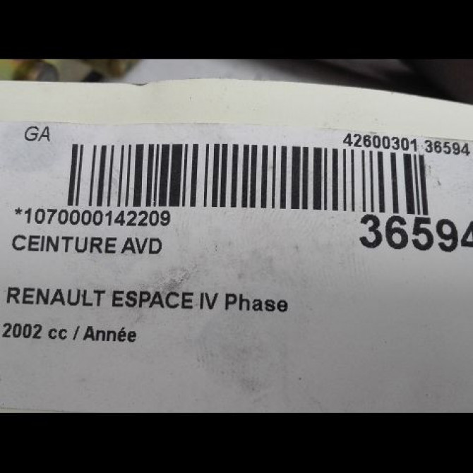 Ceinture avant droite occasion RENAULT ESPACE IV Phase 1 09-2002->03-2006 8200128012 4