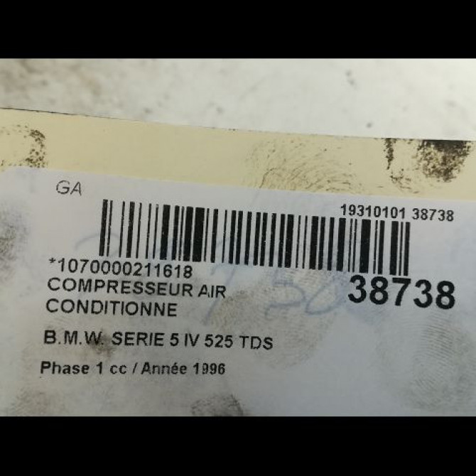 Compresseur air conditionne occasion B.M.W. SERIE 5 IV Phase 1 12-1995->07-2000 525 TDS 64528385920 3