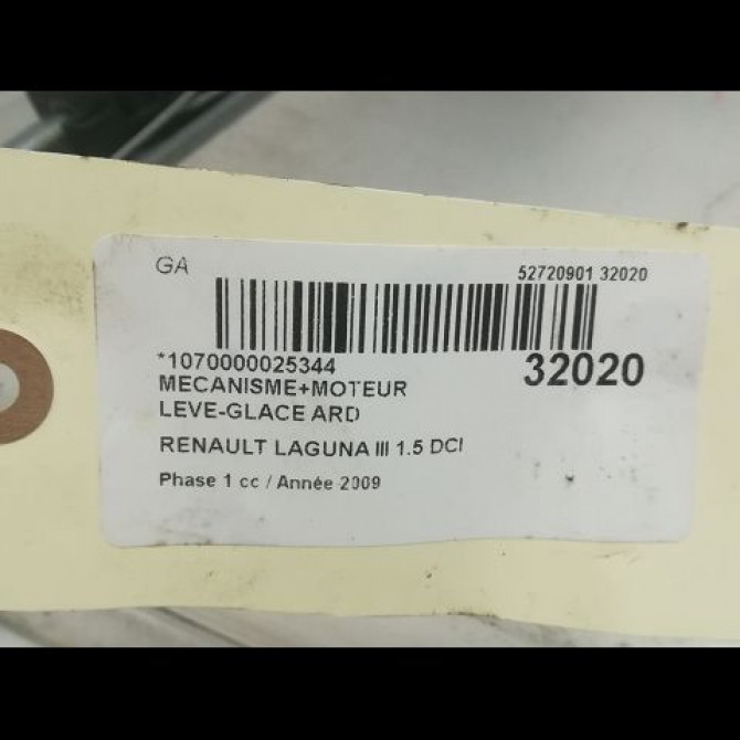 Mecanisme+moteur leve-glace ard occasion RENAULT LAGUNA III Phase 1 10-2007->10-2010 1.5 DCI 827000001R 5
