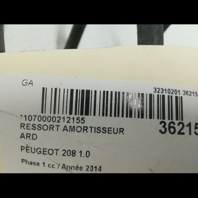 Ressort amortisseur ard occasion PEUGEOT 208 208 Phase 1 2012-03-01->2015-09-30 1.0 PURETECH 68ch 9673405780 2
