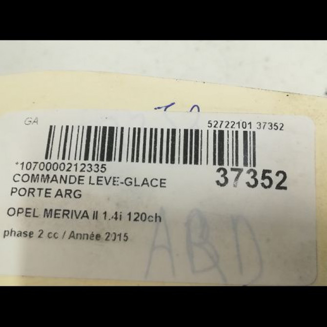 Commande leve-glace porte arrière gauche occasion OPEL MERIVA II phase 2 11-2013->... 1.4i 120ch 13301889 3