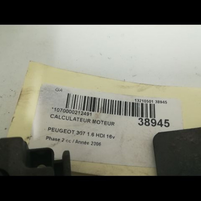 Calculateur moteur occasion PEUGEOT 307 Phase 2 06-2005->03-2008 1.6 HDI 16v 90ch 1940JK 5