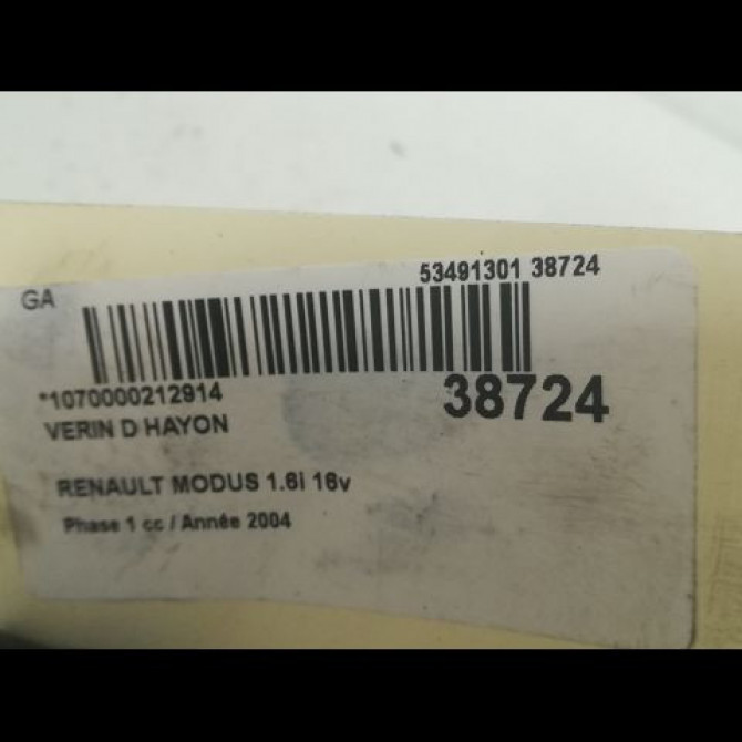 Verin droit hayon occasion RENAULT MODUS Phase 1 09-2004->12-2007 1.6i 16v 8200219322 2