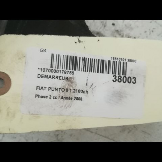 Démarreur occasion FIAT PUNTO II Phase 2 05-2003->10-2009 1.2i 60ch 51833880 3
