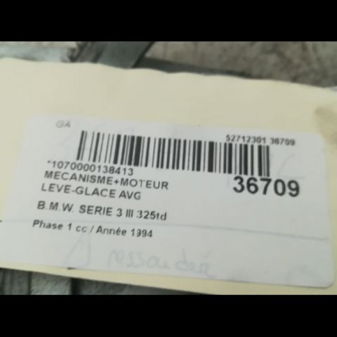Mecanisme+moteur leve-glace avg occasion B.M.W. SERIE 3 III Phase 1 01-1991->04-1998 325td 51328146801 3