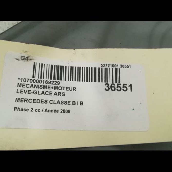 Mecanisme+moteur leve-glace arg occasion MERCEDES CLASSE B I Phase 2 04-2008->09-2011 B 200 CDI 3