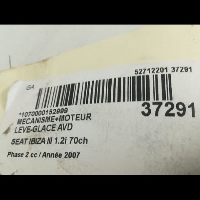 Mecanisme + moteur lève-glace avant droit occasion SEAT IBIZA III Phase 2 03-2006->06-2009 1.2i 70ch 6L3837462 3