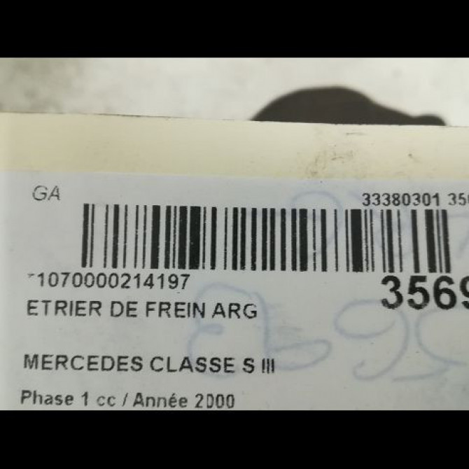 Etrier de frein arrière gauche occasion MERCEDES CLASSE S III Phase 1 10-1998->09-2005 S600 367ch 14208483 3