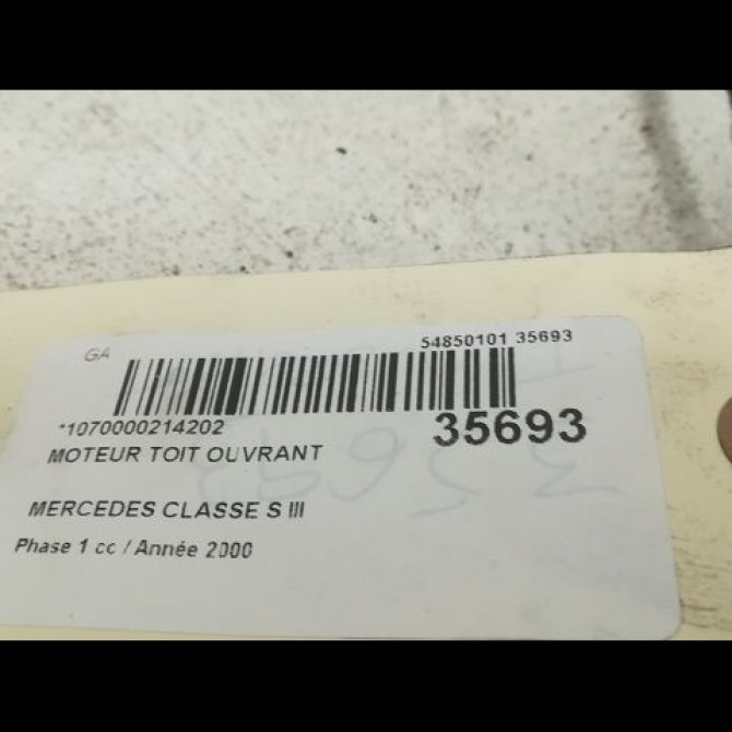 Moteur toit ouvrant occasion MERCEDES CLASSE S III Phase 1 10-1998->09-2005 S600 367ch 3