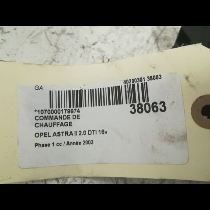 Commande de chauffage occasion OPEL ASTRA II Phase 1 04-1998->09-2004 2.0 DTI 16v 100ch 3