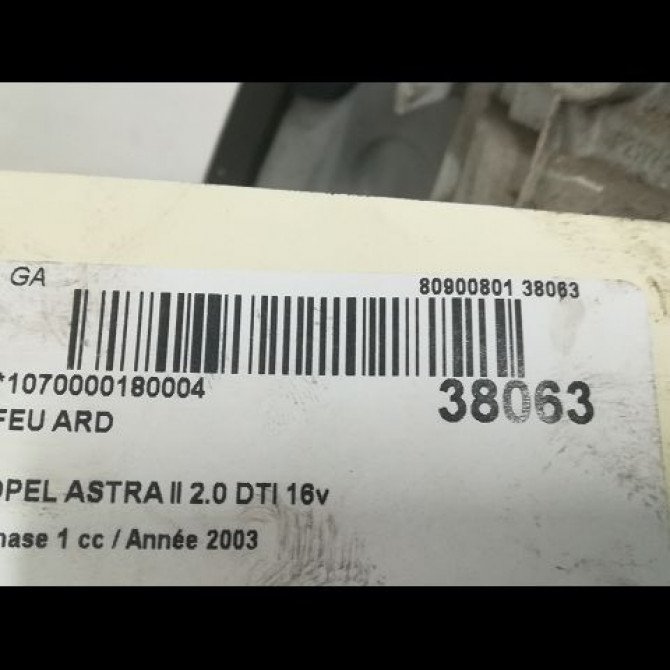 Feu arrière droit occasion OPEL ASTRA II Phase 1 04-1998->09-2004 2.0 DTI 16v 100ch 93175670 3