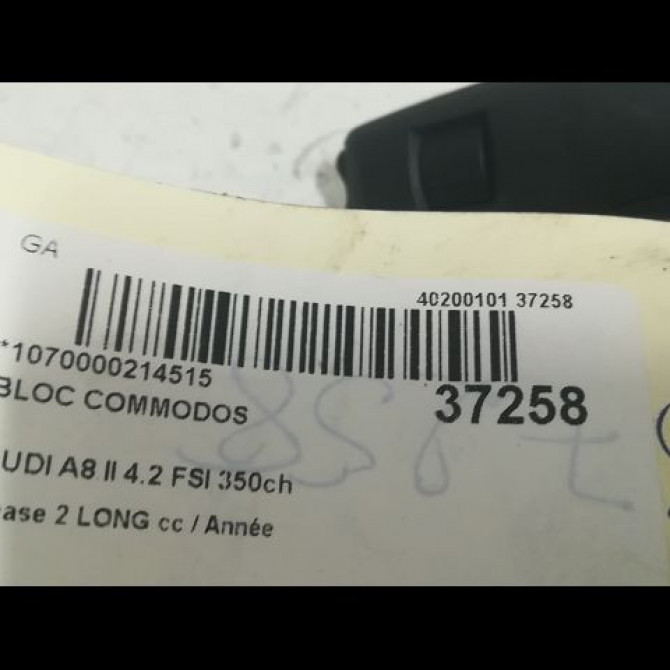Bloc commodos occasion AUDI A8 II Phase 2 LONG 12-2007->12-2009 4.2 FSI 350ch 5
