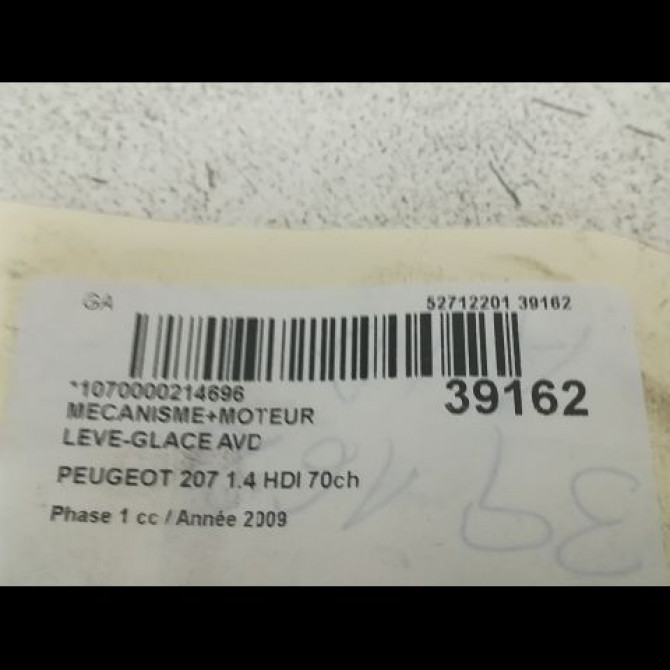 Mecanisme + moteur lève-glace avant droit occasion PEUGEOT 207 Phase 1 04-2006->06-2013 1.4 HDI 70ch 9222FS 3
